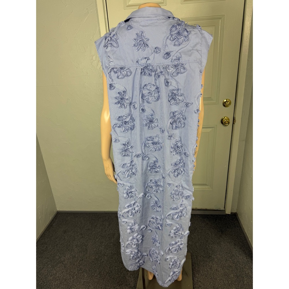 NEW Anthropologie Maeve Dress XL Lillian Button Front Midi Pinstripe Floral A11 - Picture 4 of 8
